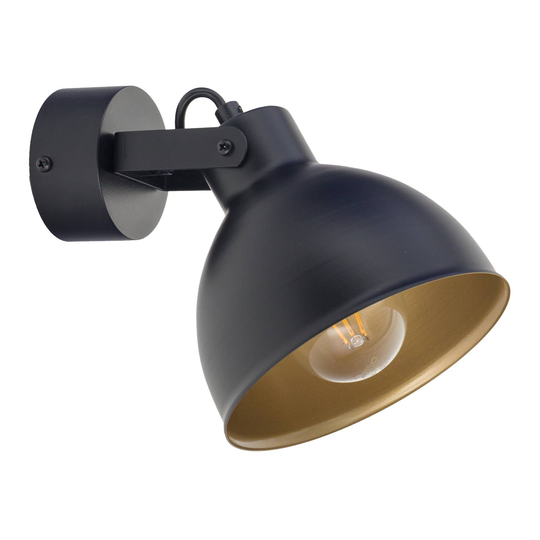 Vägglampa Trial, skärm vridbar, svart/guld
