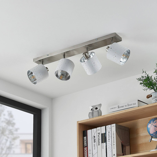 Lindby Darima takspotlight, 4 lampor, vit