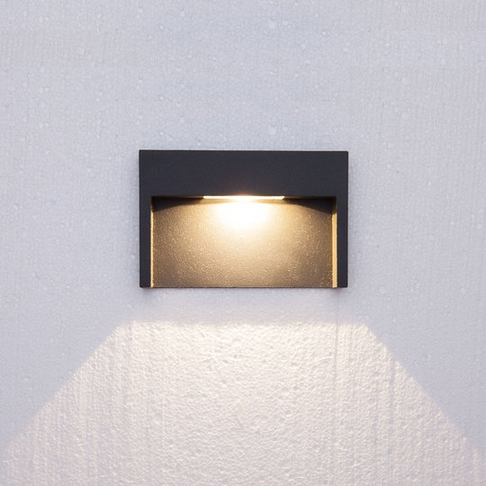 3 W LED-inbyggnadsvägglampa Mitja, IP65