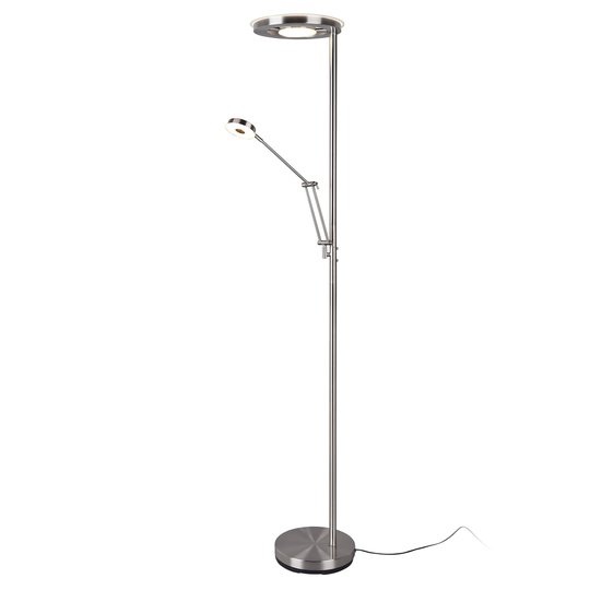 LED-uplight-golvlampa Barrie läslampa, matt nickel