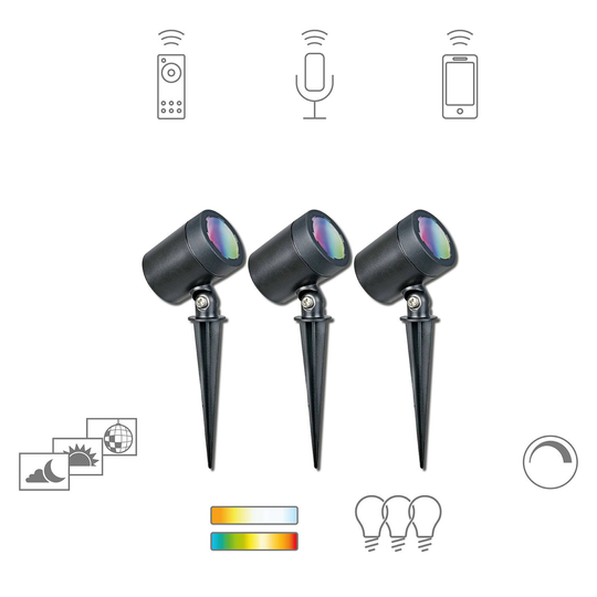 Müller Licht tint Flores utomhus LED-spot 3-pack