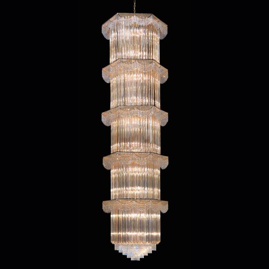 Hänglampa Cristalli 340 cm hög, bärnstensfärgad