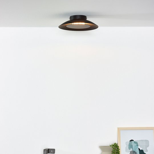 LED-taklampa Foskal i svart, Ø 21,5 cm