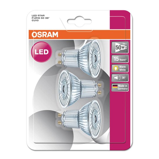 GU10 4,3W 827 LED-reflektor Star, 3-pack