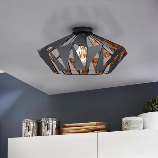 Taklampa Carlton, Ø 47 cm, svart/koppar