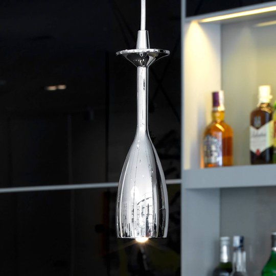 Kromblänkande LED-pendellampa Brindis