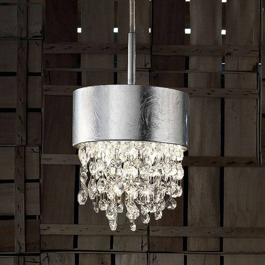 LED-hänglampa Olà S2 15, Ø 15 cm bladsilver/klar