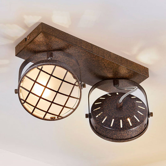 Rostbrun LED-taklampa Tamin, två ljuskällor