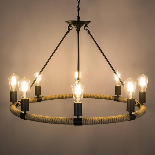 Rund LED-taklampa Ulleu med hamparep 8 lampor