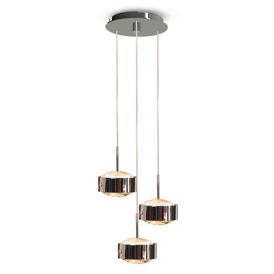 LED-pendellampa Puk Meg Maxx Drop Trio, krom