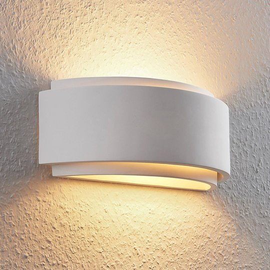 Gips-vägglampa Cassian, 2-stegs, halvrund