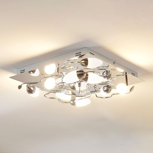 Dimbar LED-taklampa Mischa, 8 lampor, kantig