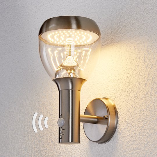 Sensor-utevägglampa Etta i rostfritt stål, LED
