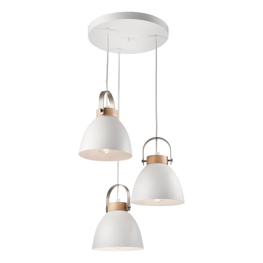 Pendellampa Bergen, 3 lampor, rund, vit