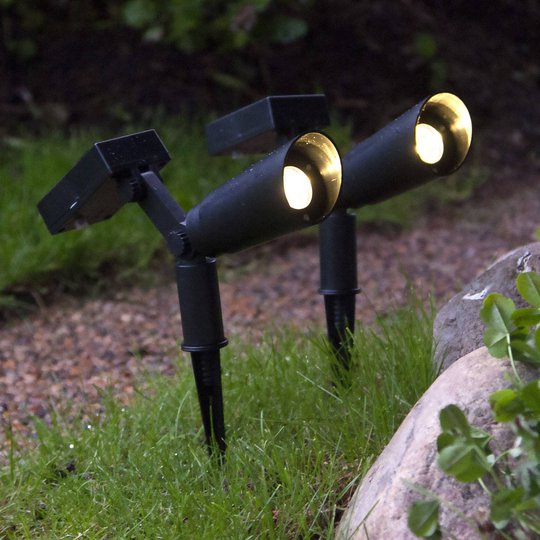 LED-solcellslampa Powerspot, 2-pack med markspett