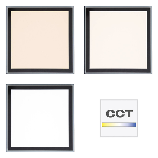 AEG Loren LED-panel CCT dimbar, svart, 40 x 40 cm