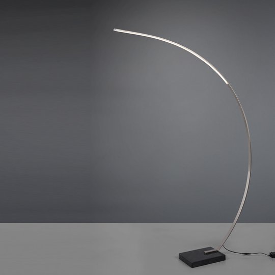 LED-båggolvlampa Bangkok, nickel matt