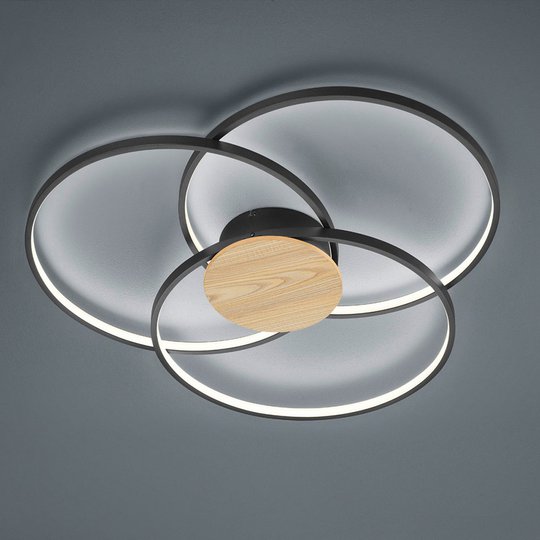LED-taklampa Sedona med trädetaljer svart matt