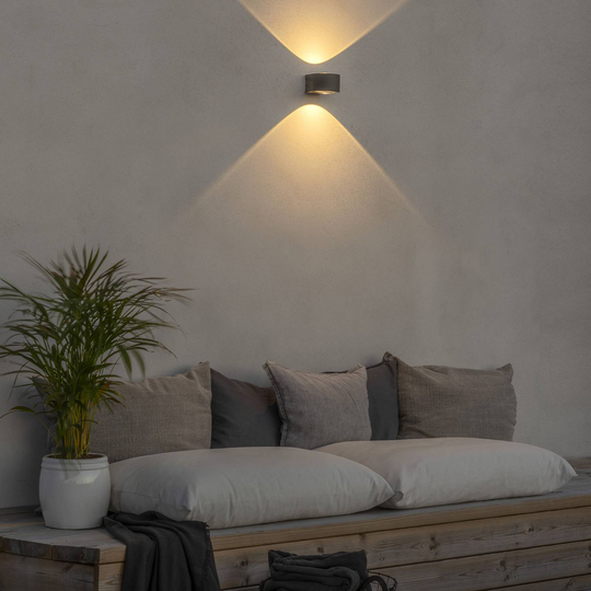 LED-utomhusvägglampa Gela, up/down, grå