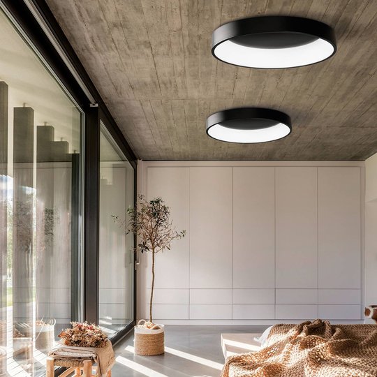 LED-taklampa Dilga DALI Ø 60 cm Casambi svart