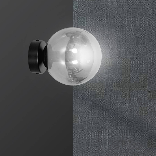 Vägglampa Glassy 1 lampa svart glas grafit