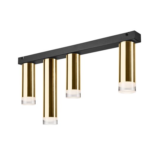Taklampa Shine, 4 lampor, lång, guld