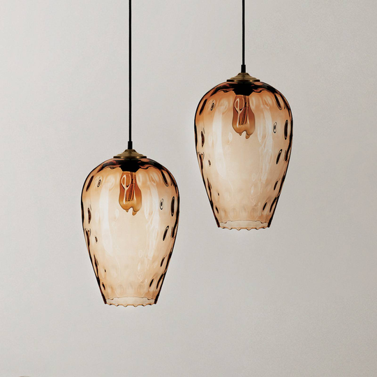 Pendellampa Linkeus II glasskärm ljusbrun Ø 26 cm