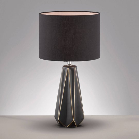 Bordslampa Mono med tygskärm och keramikfot