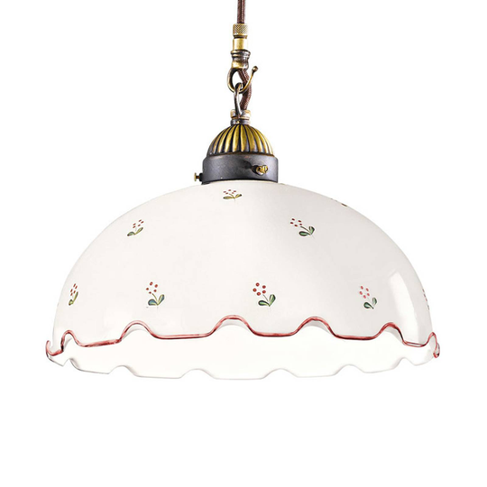 Hänglampa Nonna Blomma, vit-röd, Ø 30 cm
