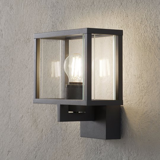 Utomhusvägglampa Maylo, mörkgrå, kantig