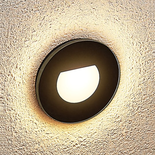 Arcchio Vexi LED-inbyggnadslampa, rund, matt svart