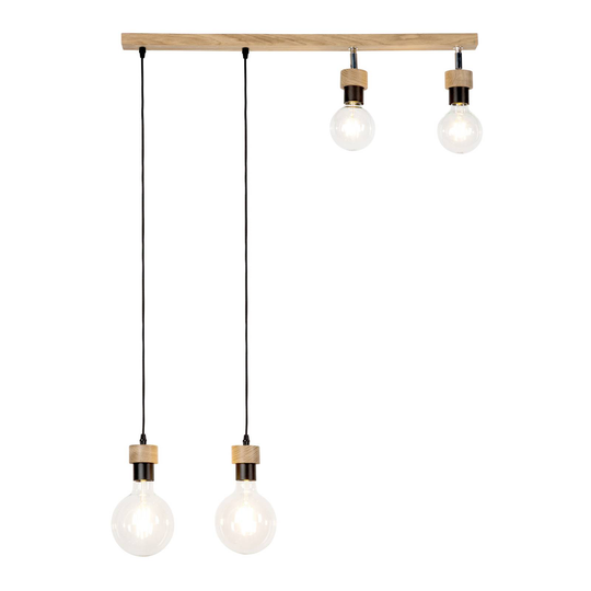 Envolight Merlo hänglampa, oljad ek, 4 lampor