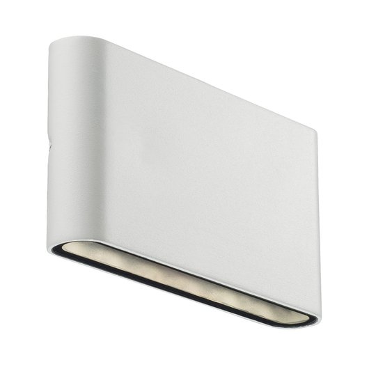 LED-utomhusvägglampa Kinver i platt form, vit