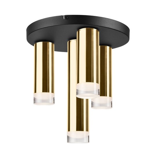 Taklampa Shine, 4 lampor, rund, guld