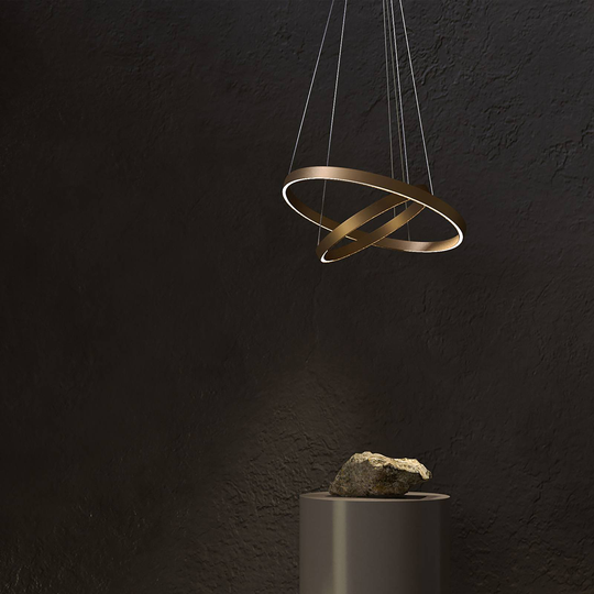 Maytoni Rim LED-hänglampa, 840, 2 ringar, mässing