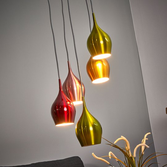 Vibrant - Taklampa med färgad skärm 5 ljuskällor