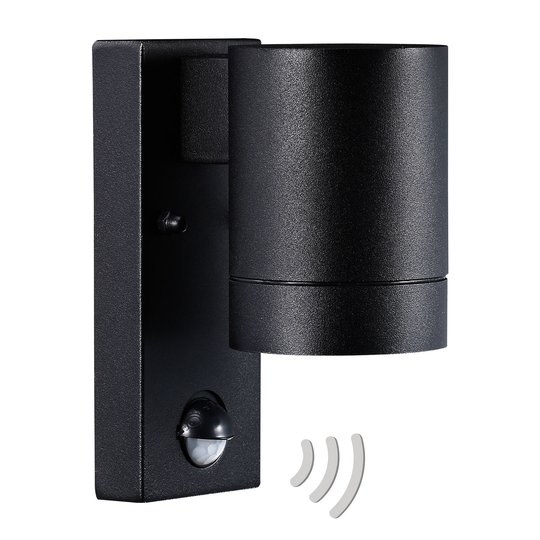 Utomhusvägglampa Tin Maxi Sensor, svart