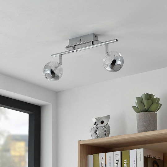 Lucande Kilio LED-takspotlight, 2 lampor, krom