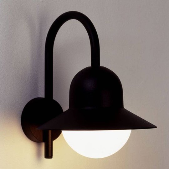 Utomhusvägglampa 183 i enkel form, svart