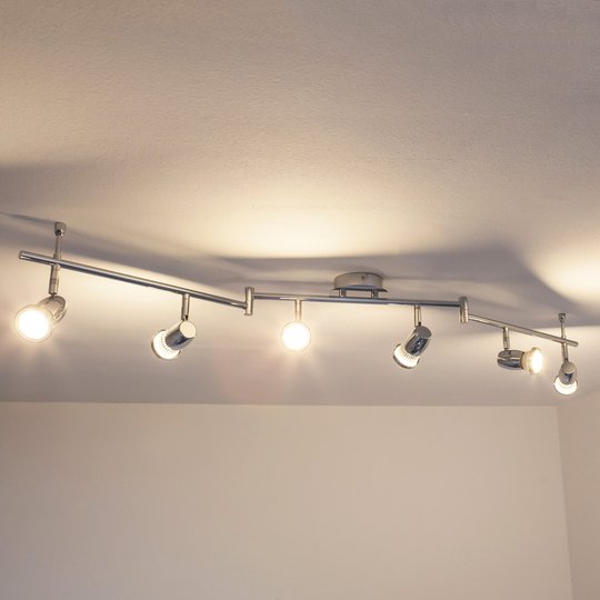 Förkromad LED-taklampa Arminius, 6 ljuskällor