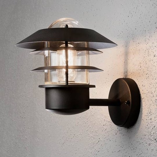 Utomhusvägglampa Modena, stående, svart