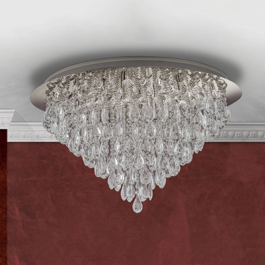 Taklampa Celeste med K9-kristaller, Ø75 cm krom