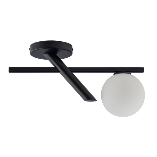 Taklampa Baleo, svart/opal, 1 lampa