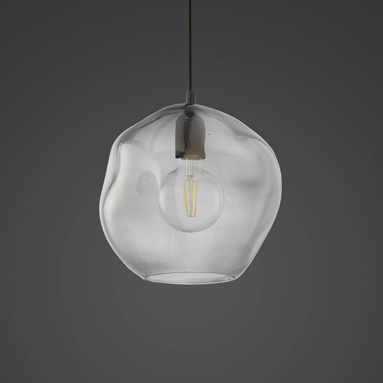 Glashänglampa Sol, Ø 25 cm, svart/rökgrå