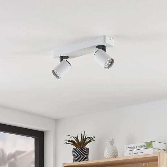 Lindby Ninette takspotlight, vit, 2 lampor