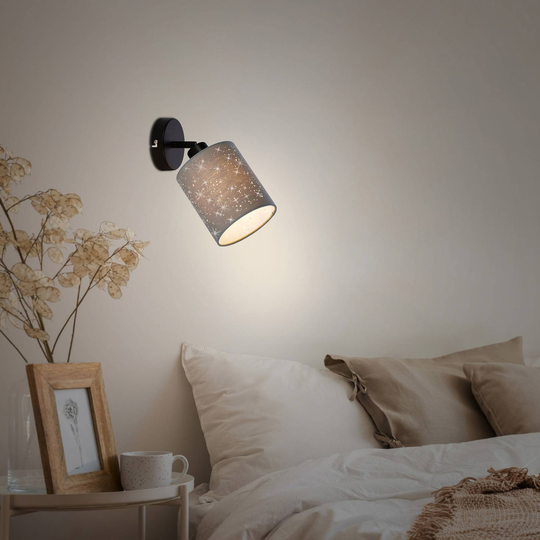 Väggspot Stofa med stjärneffekt, 1 lampa, grå