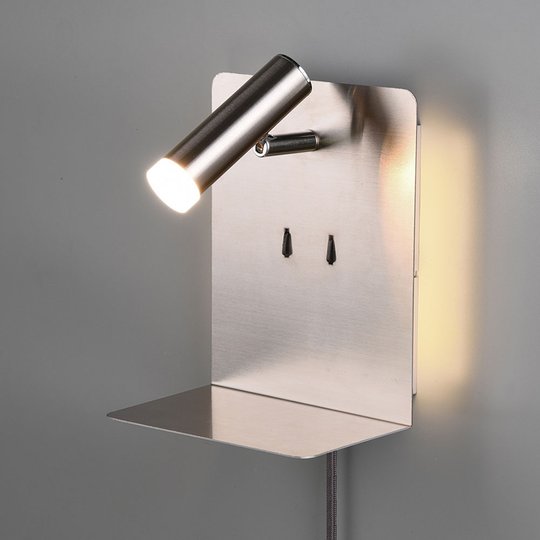 LED-vägglampa Element med hylla nickel matt