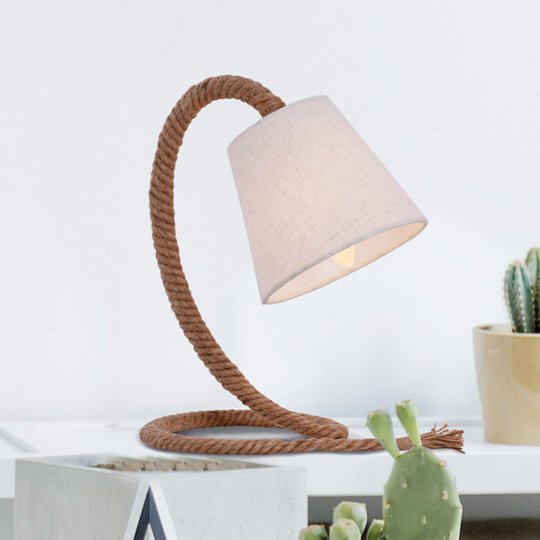 Bordslampa Rope med textilskärm och naturrep