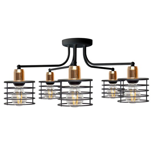 Taklampa Edison, 5 lampor