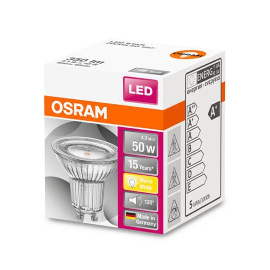 OSRAM LED-reflektor Star GU10 4,3 W varmvit 120°
